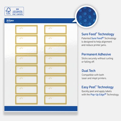 Avery Rectangle Multipurpose Labels, 1" x 2-5/8", White, 160/Pack (19479370534)