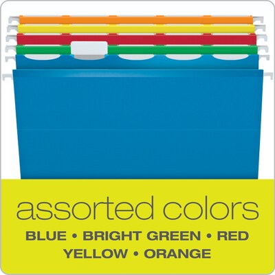 Pendaflex Ready-Tab Extra Capacity Reinforced Hanging File Folders, 5-Tab, Letter Size, Assorted Colors, 20/Box (PFX 42700)