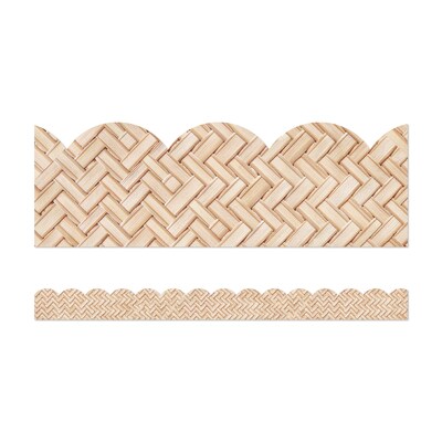 Carson Dellosa Education True to You Scalloped Bulletin Board Borders, 3 x 3, Woven Bamboo, 6/Bundle (CD-108523-6)