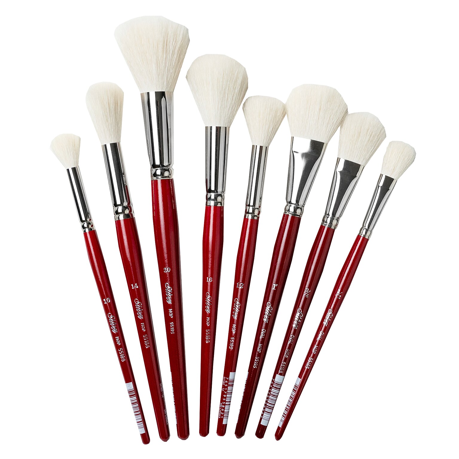 Silver Brush Silver Mops Round and Oval Brushes, 8/Pack (SLVMP5663)