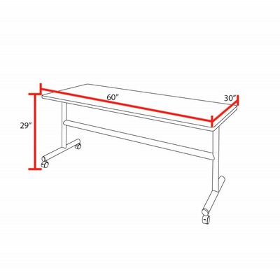 Regency Kobe Flip Top 60"W x 30"D Rectangular Training Room Table, Laminate, With Wheels, Noble Oak (MKFT6030NO)