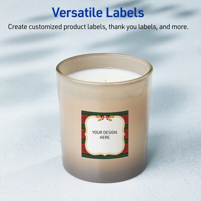 Avery Square Multipurpose Labels, 3" x 3", White, 60/Pack (19479370519)