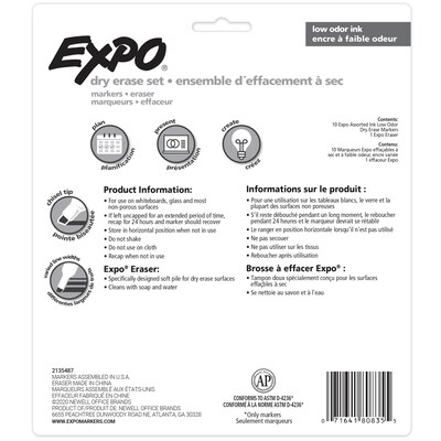 Expo Dry Erase Starter Set, Chisel Tip, Assorted, 10/Pack (80835)