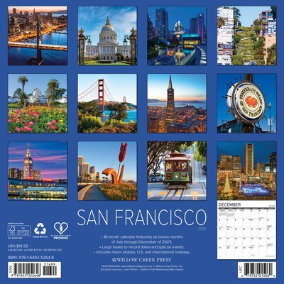 2026 Willow Creek San Francisco 12 x 12 Monthly Wall Calendar (52648)