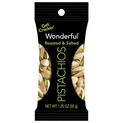 Wonderful Pistachios Roasted & Salted, In Shell, 1.25 oz., 12 Bags/Box (PAR91345)