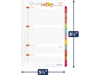 2024 AT-A-GLANCE Kathy Davis 8.5" x 5.5" Weekly & Monthly Planner Refill, Multicolor (KD81-285Y-24)