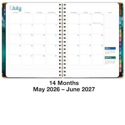 2026-2027 Excello Brands 8.5" x 11" Academic Weekly & Monthly Planner, Paperboard Cover, Teal Gold Marble (FSHN-AY26-8511-54)