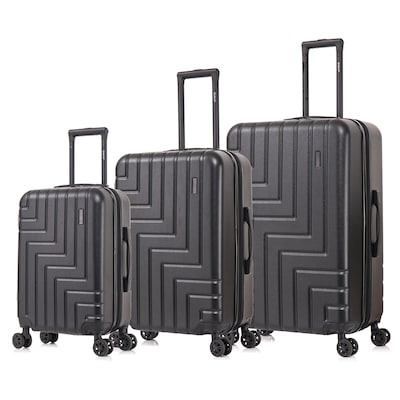 DUKAP Zahav 3-Piece Hardside Spinner Luggage Set, TSA Checkpoint Friendly, Black (DKZAHSML-BLK)