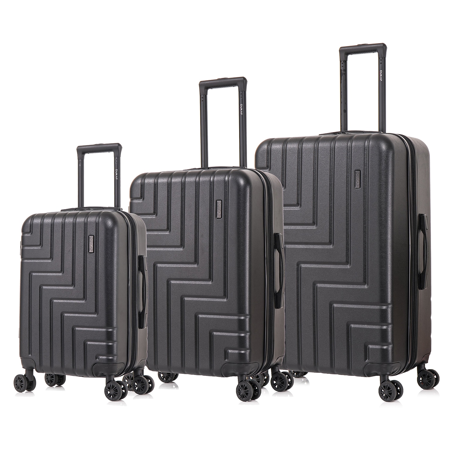 DUKAP Zahav 3-Piece Hardside Spinner Luggage Set, TSA Checkpoint Friendly, Black (DKZAHSML-BLK)