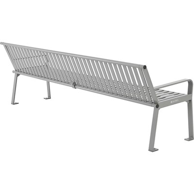 Global Industrial 8' Outdoor Bench with Back, Vertical Steel Slat, Gray (694855GYKD)