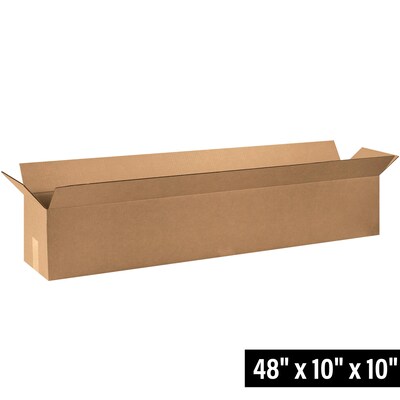 Long Corrugated Boxes, 48 x 10 x 10, Kraft, 20/Bundle (481010)