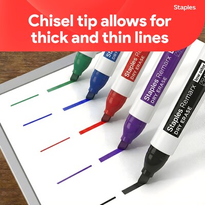 Staples Remarx Dry Erase Marker, Chisel Tip, Assorted, 36/Pack (ST62935)