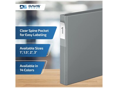 Davis Group Premium Economy 1" 3-Ring Non-View Binders, D-Ring, Gray, 6/Pack (2301-07-06)