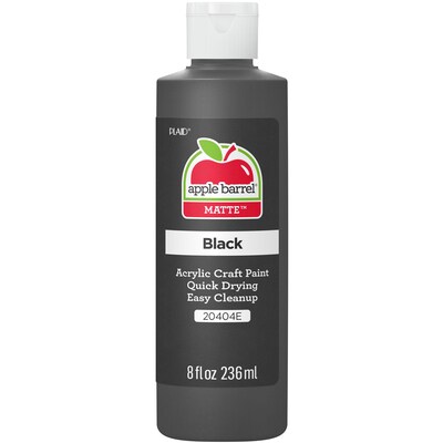 Apple Barrel Acrylic Paint Matte, 8oz., Black, 6/Pack (APP20404E-6)