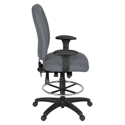 Regency Comfort Series Fabric Drafting Chair with Footrest and Lumbar Support, Grey (125-DK-GY)
