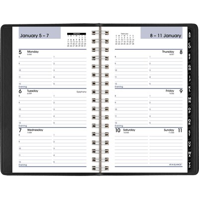 2026 AT-A-GLANCE DayMinder 3.5 x 6 Weekly Appointment Book Planner, Faux Leather Cover, Black (G250-00-26)