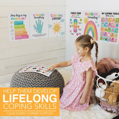 Hadley Designs 11" x 14" Colorful Calming Corner and Feelings Chart Posters, 9/Set (HDDX004ACWTG3)
