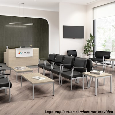 Bush Business Furniture Arrive 72"W Reception Desk with Shelf and Mobile File Cabinet, Natural Elm (ARV005NE)