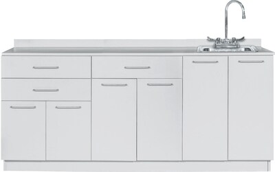 Viva Comfort 36.75H x 72W Exam Room Medical Cabinet With Sink, 6-Doors, 3-Drawers, Gray (ADIME902-BASE-72-RS-GRY-MK)