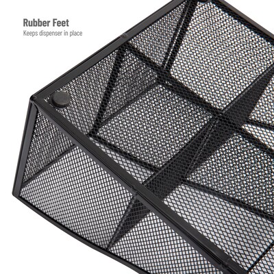 Mind Reader 7-Compartment Metal Coffee Cup and Condiment Organizer, Black (COMP7MESH-BLK)