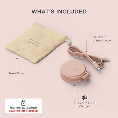 Satechi OntheGo 2-in-1 Wireless Charger, Desert Rose (ST-QTG21R)