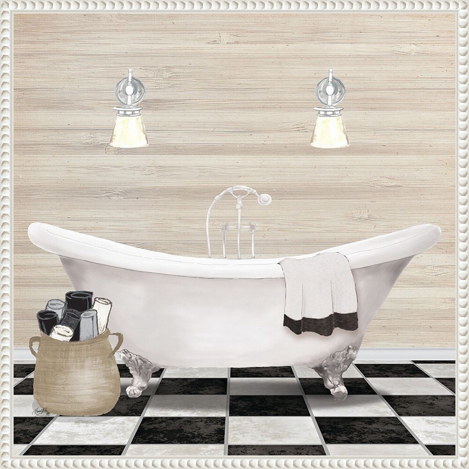 Amanti Art Bathroom I by Elizabeth Medley Framed Canvas Wall Art Print, 22 x 22 (A42678300096)