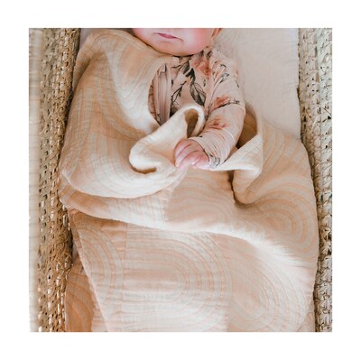 Baby Crane Muslin Jacquard Blanket, Rainbow (BC-100BL-2)