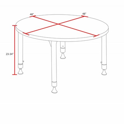 Regency Kee Adjustable 48" Round Activity Table, Height Adjustable, Cherry (TB48RNDCHAPBK)