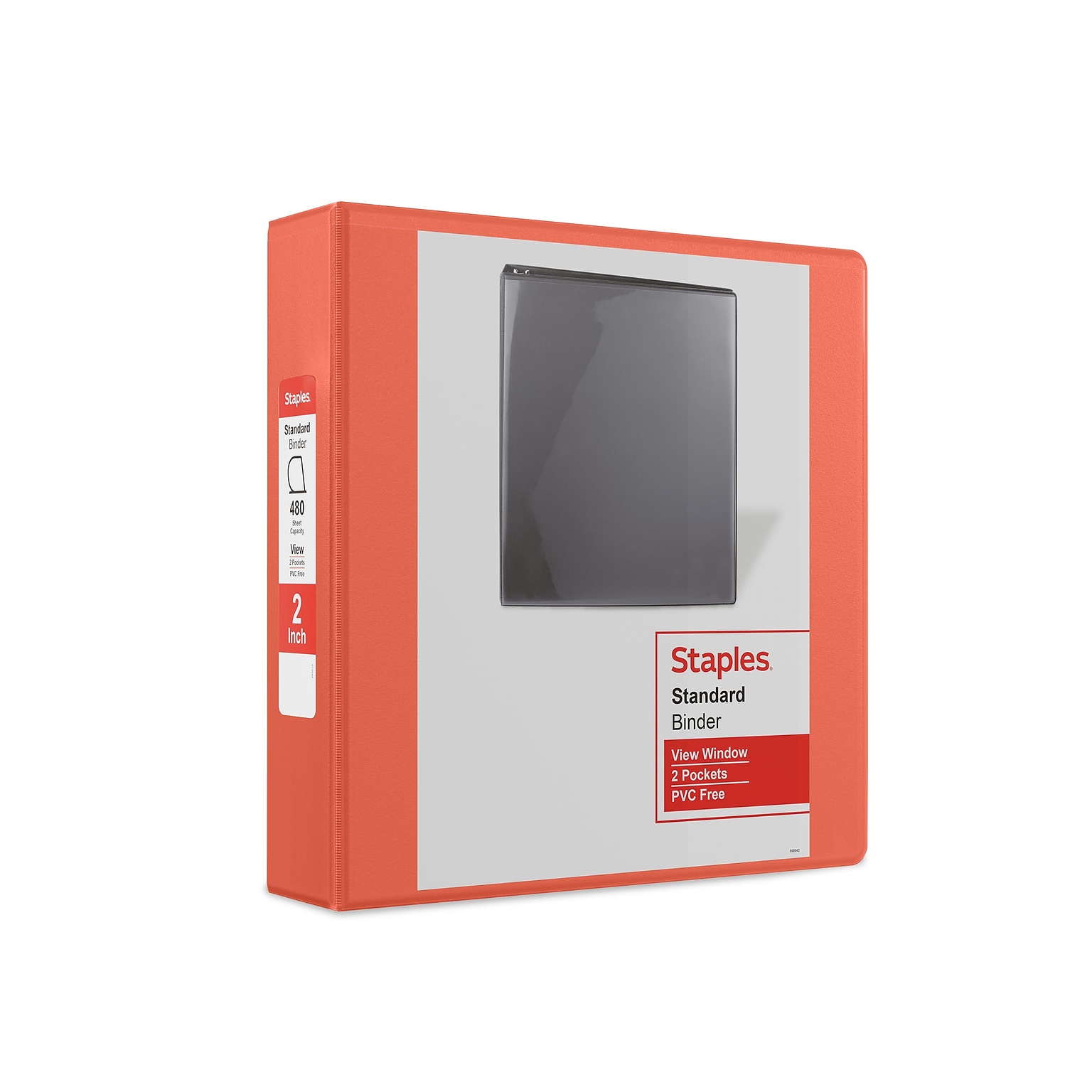 Staples® Standard 2 3 Ring View Binder with D-Rings, Orange (26446-CC)