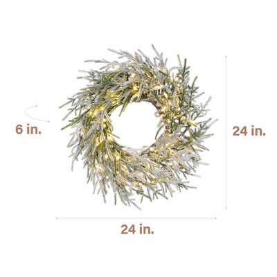 Fraser Hill Farm 24” Real Feel Pre-Lit Artificial Wreath (FFRF024W-5MSN)