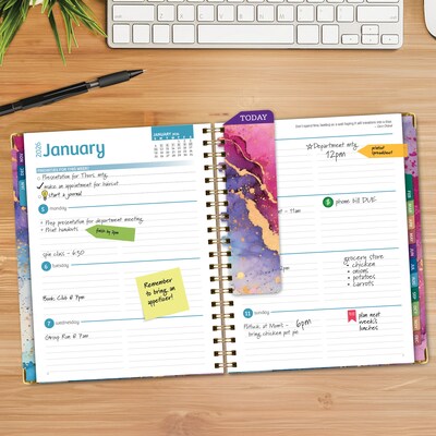 2026 Global Printed Products 8.5" x 11" Weekly & Monthly Planner, Paperboard Cover, Rainbow Gold Marble (FSHN-CY26-8511-36)