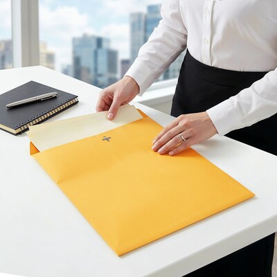 Staples 12 x 15.5 Clasp & Moistenable Glue Kraft Catalog Envelopes, Brown, Heavy-Duty Mailing Envelopes for Documents, 100/Box