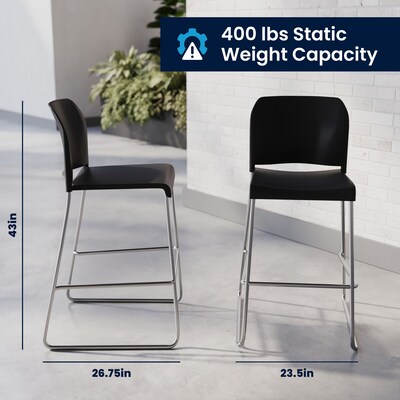 Flash Furniture Hercules Kenai Classic Plastic Stacking Full Back Bar Stool, Black (RUT239AHBSBKCR)