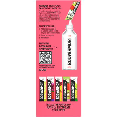 Bodyarmor FLASH IV Sugar Free Powder Packets w/ Electrolytes, 0.25 oz., 15 Packets/Box (BSR83275)
