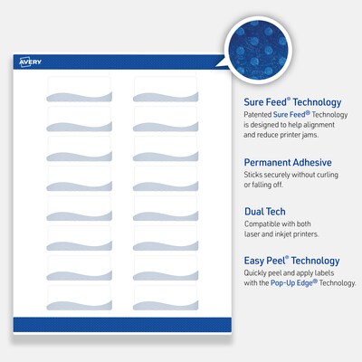 Avery Laser/Inkjet Rectangle Multipurpose Labels, 1" x 2-5/8", White, 160/Pack (S00ETX)