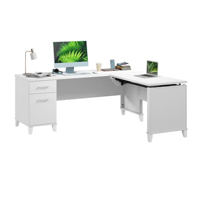 Bush Furniture Somerset 72W 3 Position Sit to Stand L Shaped Desk, White (SET014WH)