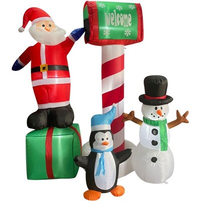 6-Ft. Inflatable Santa, Snowman & Penguin Mailbox