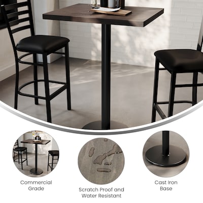 Flash Furniture Bennett Wooden Commercial Indoor Table, 30" x 24", Dark Brown Top/Black Base (GSF2430DBTR18B)