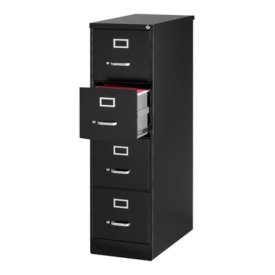 Quill Brand® 4 File Drawers Vertical File Cabinet, Locking, Black, Letter, 26.5D (13444D)