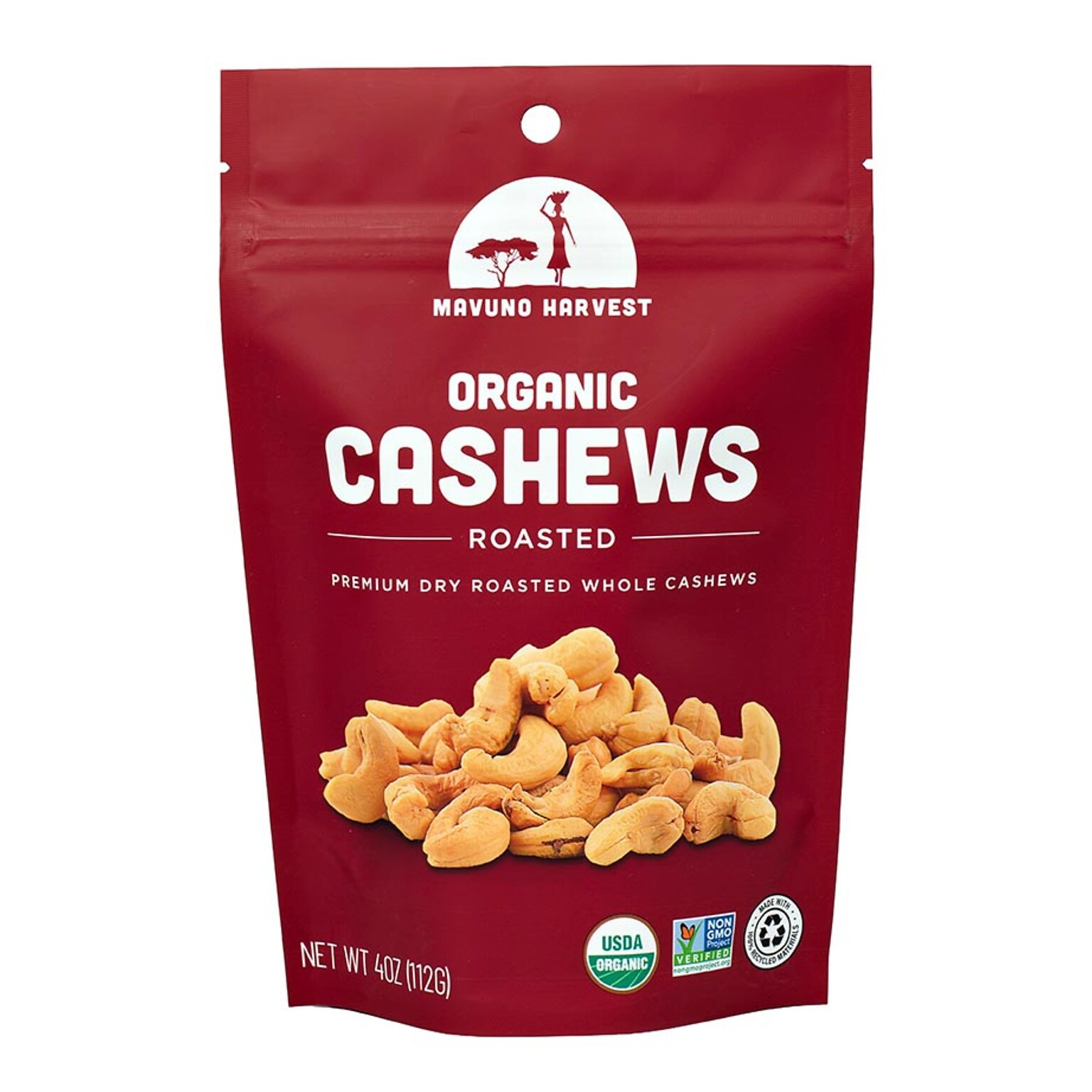 Mavuno Harvest Organic Dry Roasted Cashews, 4 oz., 6 Bags/Pack (MAHW-CASH4OZ6PK)