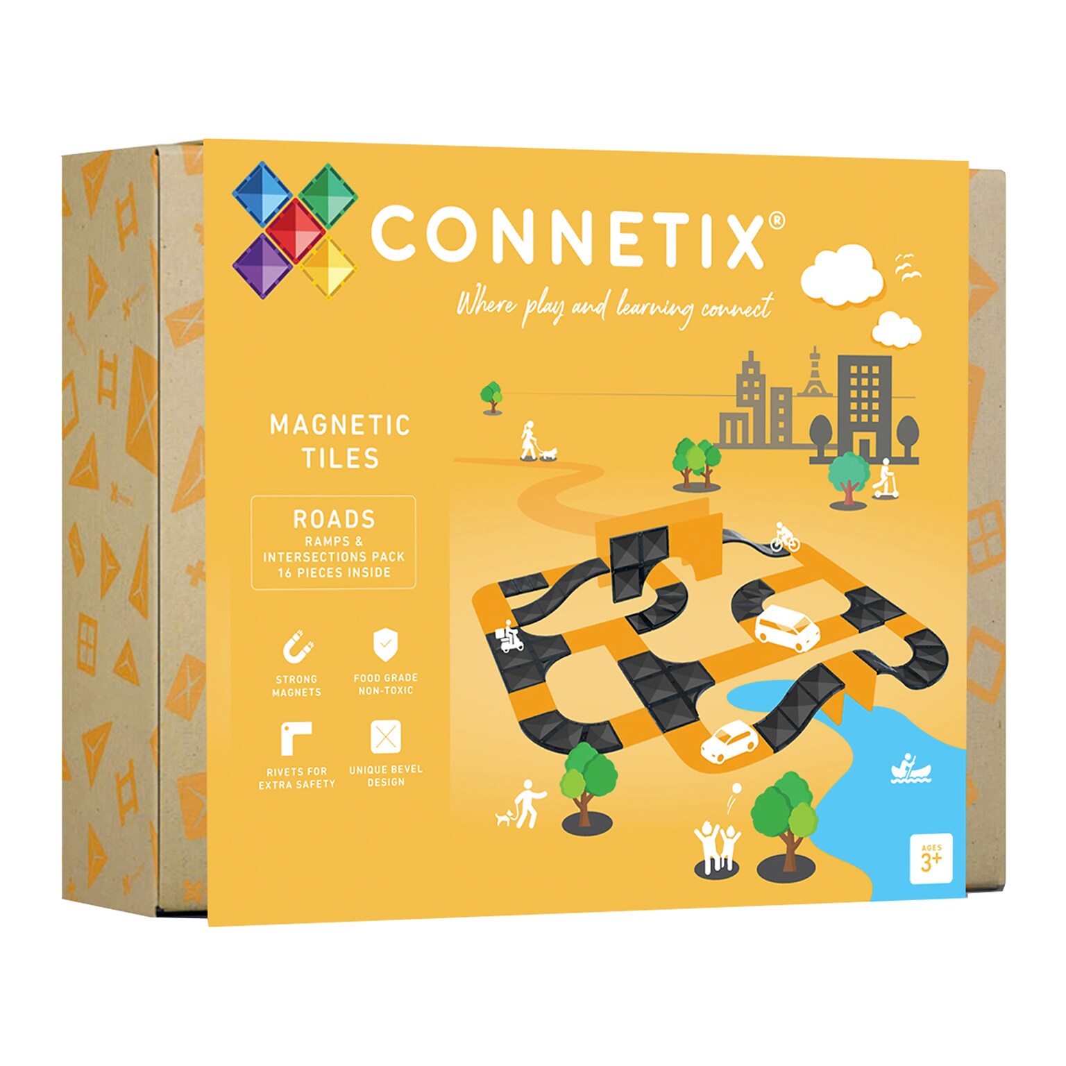 Connetix Magnetic Tiles Ramps & Intersections Pack, 16 Pieces (CNTO00016RI)
