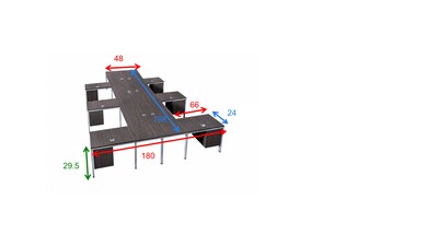 Boss Office Products Simple System 66W L-Shaped Desk with Pedestal, White, 6/Set (SGSD023-102-WT)