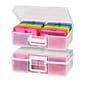 Iris Hinged Closure Plastic Storage Bin with 12 Multi-colored Photo Cases, 2/Pack (500055)