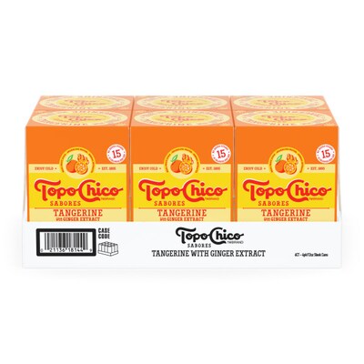 Topo Chico Sabores Tangerine Flavored Sparkling Water, 12 oz., 24 Cans/Carton (412571)