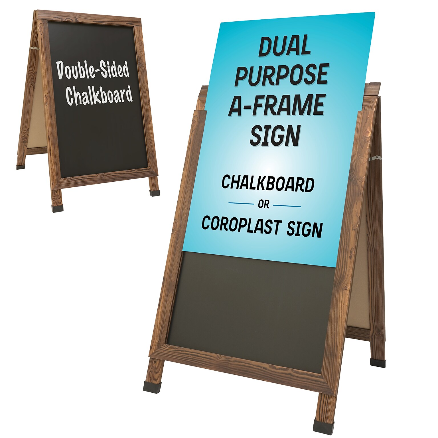 Excello Global Products 24x36 Chalkboard Coroplast Combo A-Frame, Brown (EGP-HD-0533-BN)