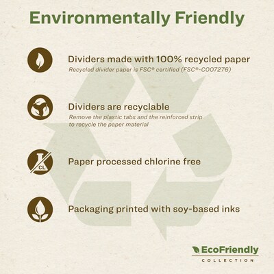 Avery Index Maker EcoFriendly Paper Dividers with Print & Apply Label Sheets, 5 Tabs, White, 5 Sets/Pack (11580)