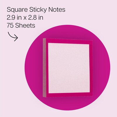 Post-it Square Notes, Pink, 2.9 x 2.9, 75 Sheets/Pad (SPE-33-1)