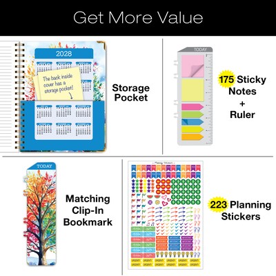 2027 Excello Brands 9" x 11" Weekly & Monthly Standard Planner, Paperboard Cover, Tree Seasons (FSHN-CY27-8511-20)