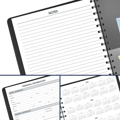 2026 AT-A-GLANCE 24-Hour 7" x 8.75" Daily Appointment Book Planner, Faux Leather Cover, Black (70-824-05-26)
