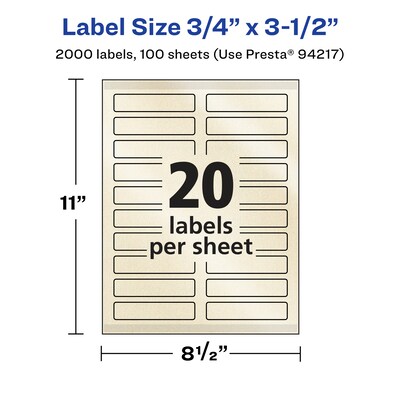 Avery Pearlized Ivory Rectangle Multipurpose Labels, .75" x 3.5", Ivory, 2000/Box (94217)